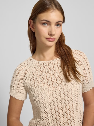 Only Regular fit gehaakt T-shirt van katoenmix, model 'NOLA' Zand - 3