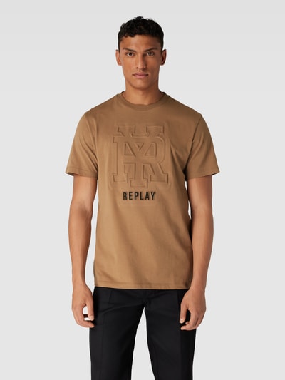 Replay T Shirt mit Label Statement schlamm online kaufen