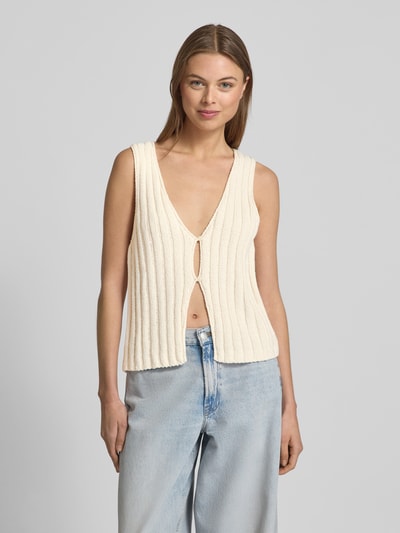 Samsøe Samsøe Strickweste mit Strukturmuster Modell 'SALOU' Offwhite 4