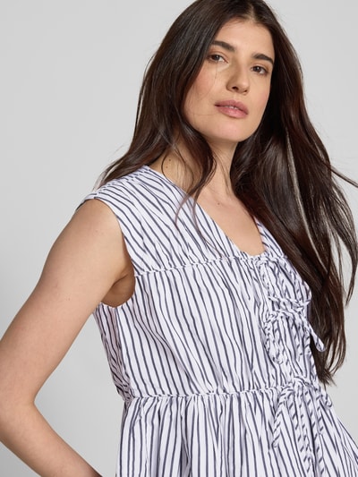 YAS Relaxed fit blousetop met vetersluiting, model 'EBBA' Offwhite - 3