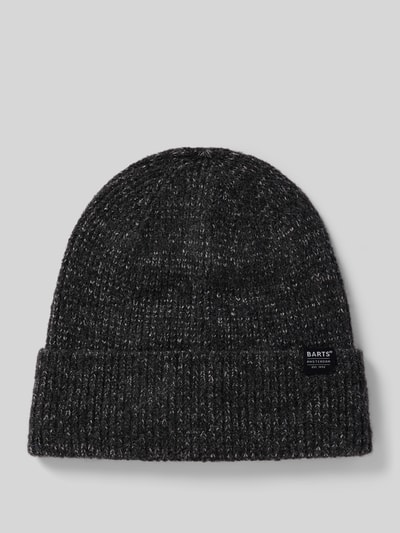 Barts Beanie met omslag en labeldetail, model 'Willian' Antraciet gemêleerd - 1