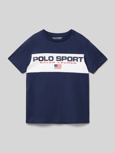 Polo Sport T-shirt o kroju regular fit z okrągłym dekoltem Granatowy 1