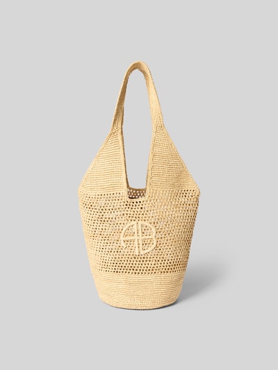 Anine Bing Strandtasche mit Label Patch Beige 1