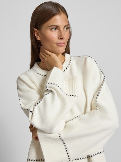 Neo Noir Relaxed fit blouse met wol, model 'Roeme' Offwhite - 3