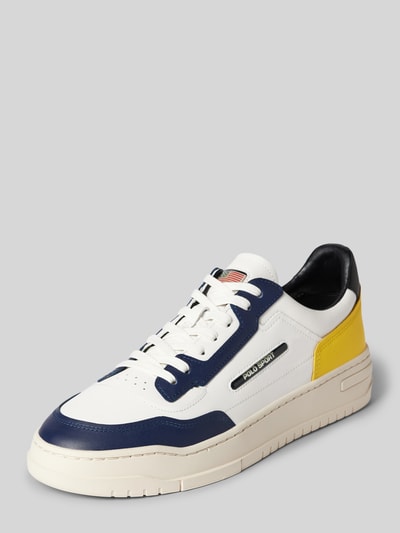 Polo Ralph Lauren Sneakersy skórzane z detalem z logo Biały 1