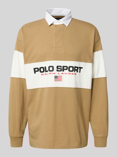 Polo Ralph Lauren Sweatshirt mit Polokragen und Label-Print Khaki 2