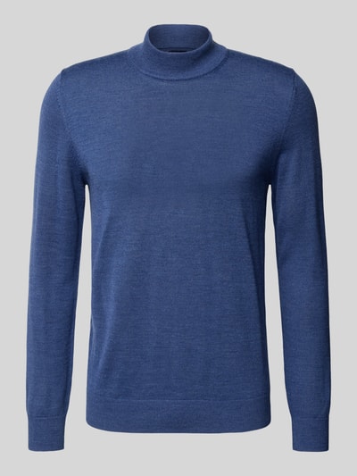 Christian Berg Men Gebreide pullover van een mix van merinowol met opstaande kraag Jeansblauw gemêleerd - 2