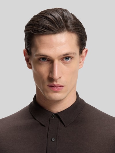 BOSS Regular Fit Poloshirt aus reiner Schurwolle Modell 'NOLANO' Mittelbraun 3