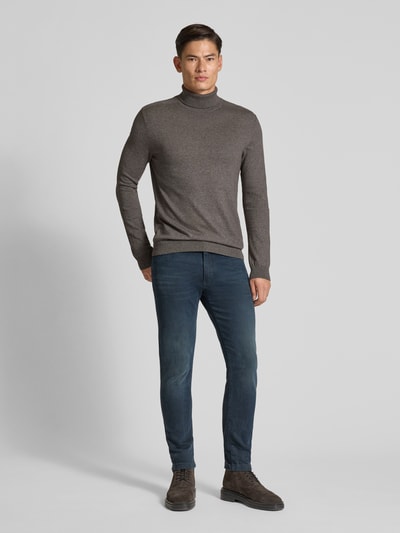 SELECTED HOMME Regular fit gebreide pullover van puur katoen, model 'BERG' Donkerbruin gemêleerd - 1