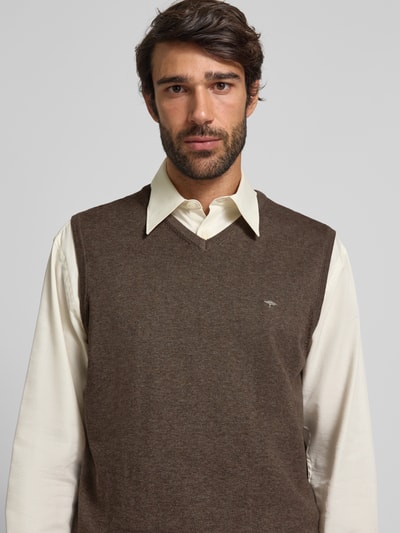 Fynch-Hatton Pullunder mit Logo-Detail Modell 'Slipover Superfine' Mittelbraun 3