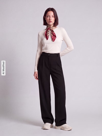 VERO MODA Weite Hose mit Viskose-Anteil Modell 'STELLA' Black 1
