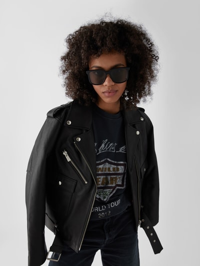 Saint Laurent Unisex Sonnenbrille mit Label-Prints Schwarz 1