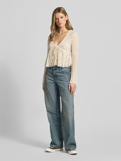 ONLY Shaped Fit Blusentop mit Bindeverschluss Modell 'LAYA' Ecru 1
