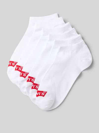 Productfoto, witte sokken van katoenmix met rood logo, set van 6, model 'LOW CUT LOGO COTTON 6P' van levi's®, Heren sokken
