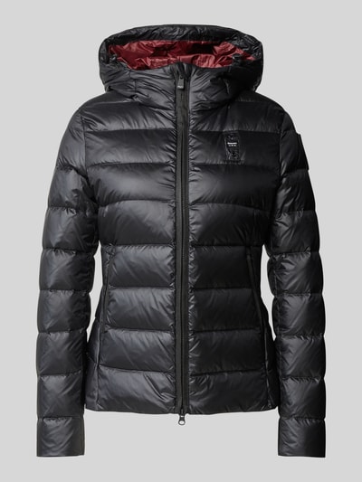 Blauer Usa Steppjacke mit Zwei-Wege-Reißverschluss Black 2