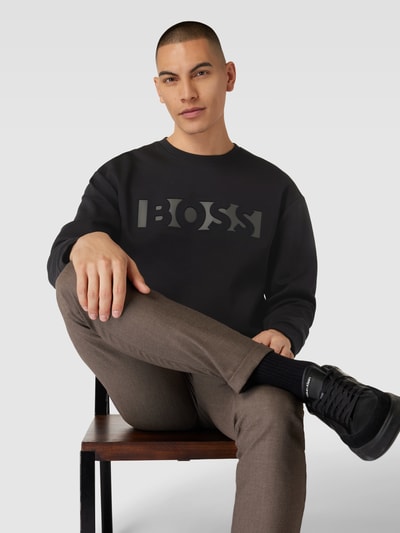 BOSS Green Sweatshirt mit Label-Prägung Modell 'Sovered' Black 3