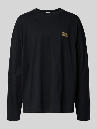 Produktfoto, Longsleeve mit Logo-Print Modell 'GIXY' von American Vintage aus reiner Baumwolle in Schwarz, Rundhalsausschnitt, Loose-Fit