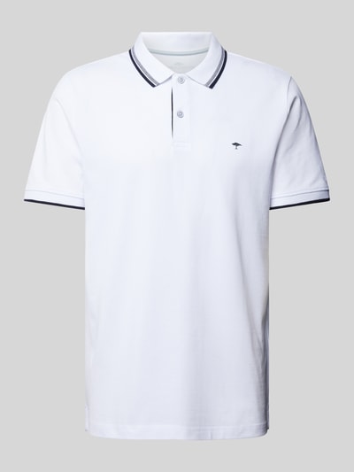 Fynch-Hatton Regular Fit Poloshirt mit Kontraststreifen Weiss 2
