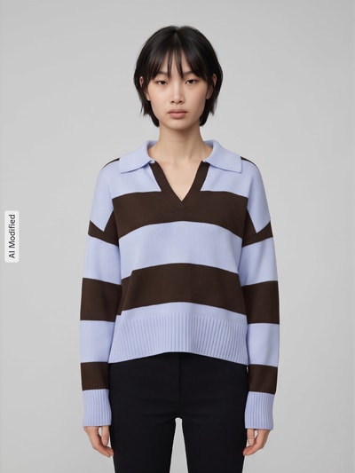 s.Oliver RED LABEL Sweter z dzianiny o kroju boxy fit z mieszanki bawełny Jasnoniebieski 4