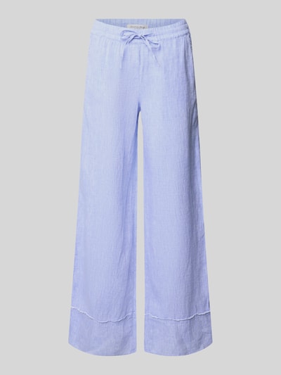 Produktfoto, Leinenhose mit elastischem Bund und Tunnelzug von Christian Berg Woman in Hellblau, weites Bein, reine Leinenstruktur, Damenmode
