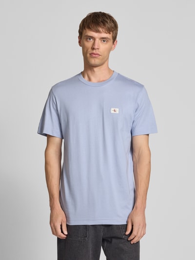 Calvin Klein Jeans T-Shirt mit Label-Stitching und Rundhalsausschnitt Hellblau Melange 4
