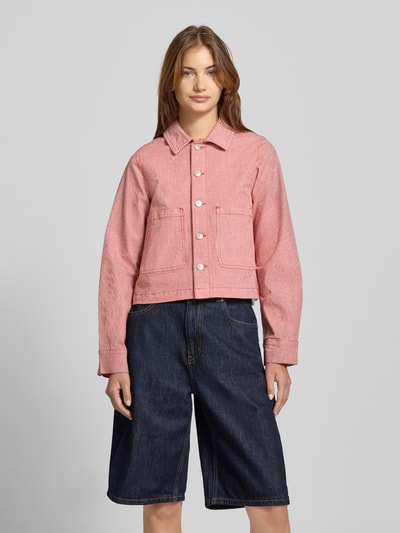 Pieces Regular fit jeansjack van katoenmix, model 'BILLO' Bordeaux - 4