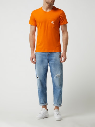 Calvin Klein Jeans T-shirt z bawełny bio Ciemnopomarańczowy 1