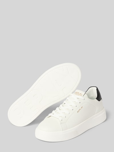 Produktfoto, Sneaker mit Logo-Details Modell 'NOTTING' von Replay in Weiß mit strukturierter Sohle, abgerundeter Form und Schnürverschluss, Absatzhöhe 5 cm, Schafthöhe 7 cm, Schaftweite 8 cm