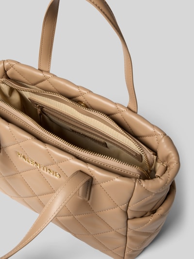 Produktfoto, Shopper mit Label-Detail Modell 'OCARINA' von VALENTINO BAGS in Beige mit Steppstruktur, Reißverschluss, Innenfach und Tragehenkel