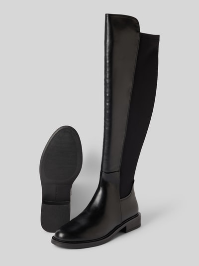 Produktfoto, Stiefel mit Reißverschluss Modell 'Resonate' von Steve Madden in Schwarz mit glatter Sohle, abgerundeter Spitze und 3 cm Absatz, Damen Stiefel, Reißverschluss, Größe 40, Schafthöhe 47 cm, Schaftweite 7 cm