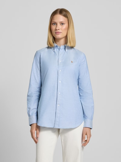 Polo Ralph Lauren Regular fit overhemdblouse met logostitching Lichtblauw gemêleerd - 4