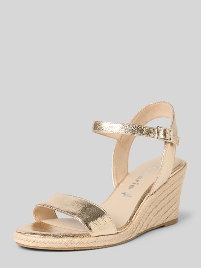 Tamaris Wedges in gevlochten look Goud gemêleerd - 1