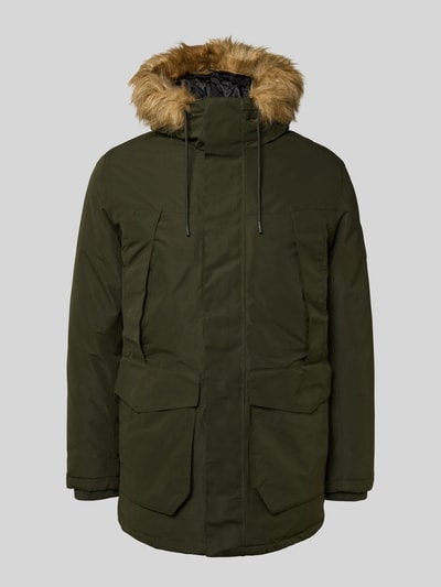 Jack & Jones Parka mit Pattentaschen und Kapuze mit Kunstfell Oliv 2