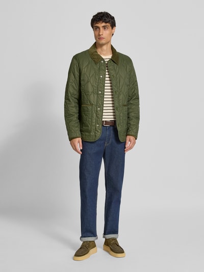 Tommy Hilfiger Regular Fit Steppjacke mit Cord-Kragen Oliv 1