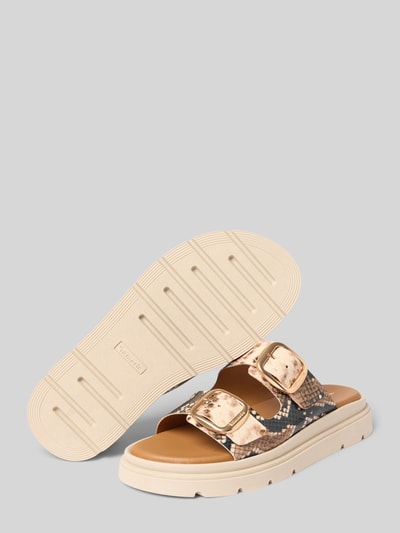 Produktfoto, Wedges aus echtem Leder von Tamaris in Optik: Unifarben mit abgerundeter Schuhspitze, profiliertem Sohle, Dornschließen.