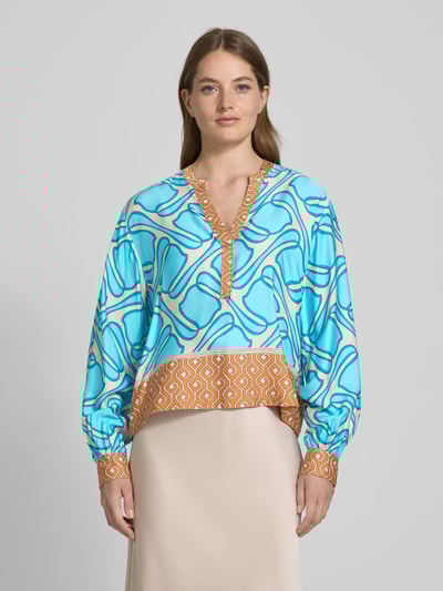 Emily Van den Bergh Blusenshirt mit V-Ausschnitt Aqua 4