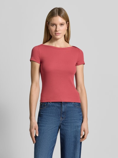 Jake*s Casual T-Shirt mit U-Boot-Ausschnitt Dunkelrot 4