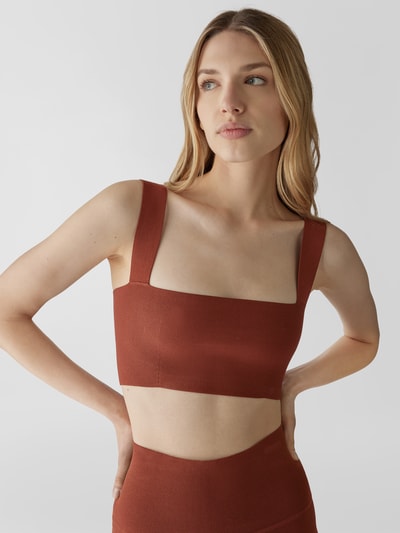 Victoria Beckham Bandeau-Top in Ripp-Optik Mittelbraun 3