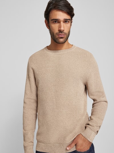 SELECTED HOMME Gebreide pullover met structuurmotief, model 'ROSS' Ecru gemêleerd - 3