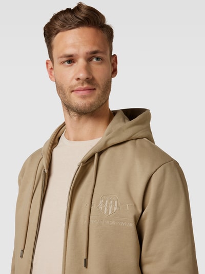 Gant Sweatjacke mit Label-Stitching Beige 3