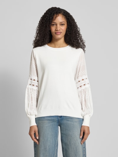 Apricot Strickpullover aus Viskose mit semitransparenten Ärmeln Offwhite 4