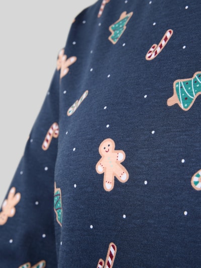 Happy Shorts Koszula nocna o kroju relaxed fit z nadrukiem z motywem na całej powierzchni model ‘XMAS’ Granatowy 2