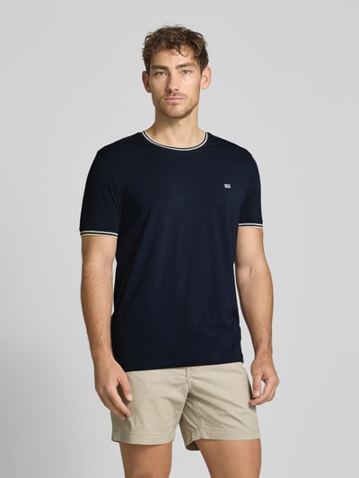 Christian Berg Men T-shirt met ribboorden Marineblauw - 4