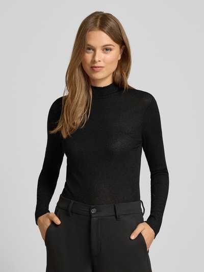 Rich & Royal Shirt met lange mouwen van viscosemix met opstaande kraag Zwart - 4