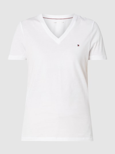 Tommy Hilfiger T-Shirt aus Baumwolle mit Logo-Stickerei Weiss 2