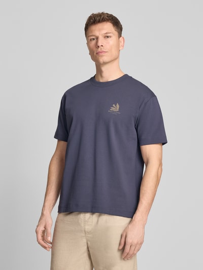 Marc O'Polo T-shirt o kroju relaxed fit z czystej bawełny Ciemnoniebieski 4