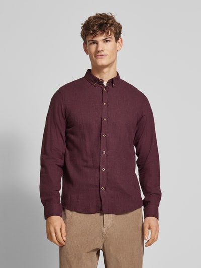 Blend Regular Fit Freizeithemd mit Button-Down-Kragen Modell 'Burley' Bordeaux 4