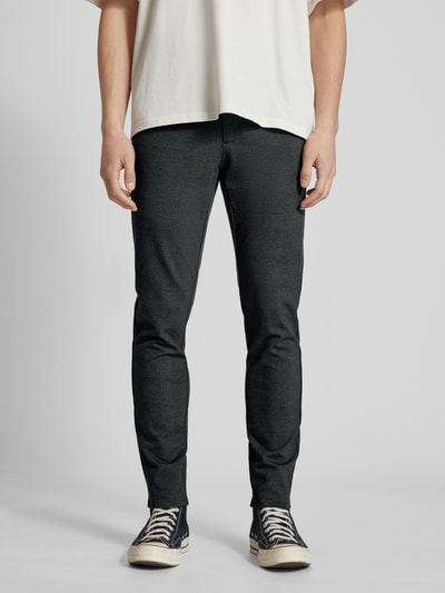 Only & Sons Tapered fit stoffen broek met glencheck-motief, model 'MARK' Olijfgroen - 4