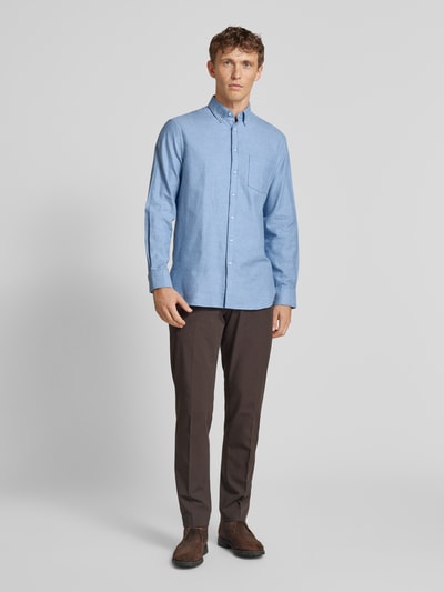 Christian Berg Men Regular fit vrijetijdsoverhemd met button-downkraag Metallic blauw - 1