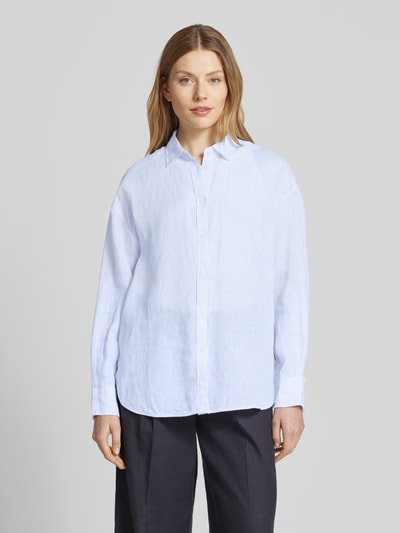 ECOALF Bluzka koszulowa lniana o kroju relaxed fit z listwą guzikową na całej długości Biały 4